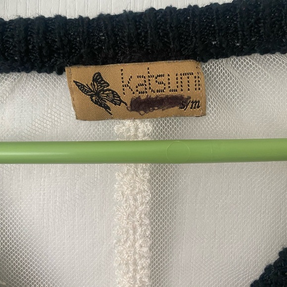 Katsumi pullover sweater. Black and white stripe. Lace back. size s/m - Picture 3 of 4